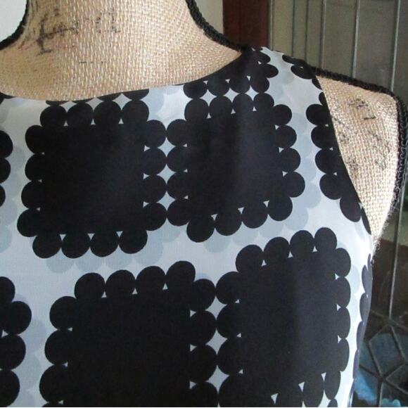 Max Studio Black & Cream Abstract Print A-Line Summer Dress Size Small Midi Glam - Picture 4 of 16